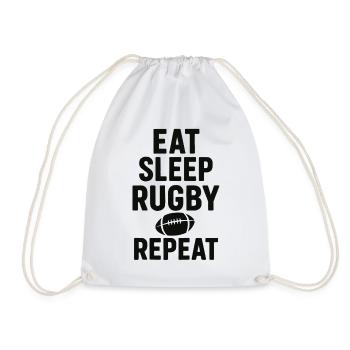 Eat Sleep Rugby Repeat - Drawstring Bag - white - Front