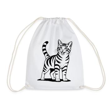 Chat debout noir - Sac de sport léger - blanc - Devant