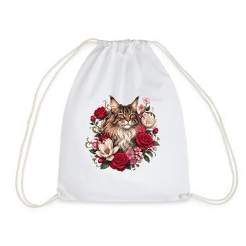 Chat fleuri dans le jardin de roses - Sac de sport léger - blanc - Devant