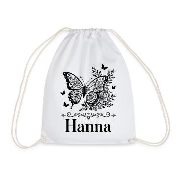 Hanna Vorname Schmetterling Blumen Geschenk - Turnbeutel - Weiß - Vorne