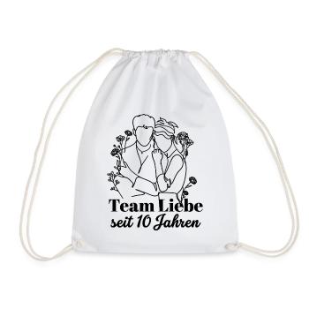 Team Liebe seit 10 Jahren Jahrestag Geschenk Paar - Turnbeutel - Weiß - Vorne
