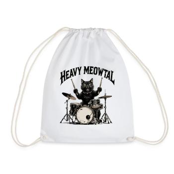 Heavy Metal Cat à la batterie - Sac de sport léger - blanc - Devant