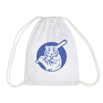 Minimalist Tiger Baseball Player Silhouette - Drawstring Bag - white - Front