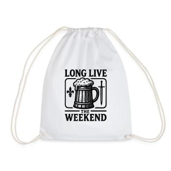 Long Live The Weekend Beer Mug - Funny Drinking - Drawstring Bag - white - Front