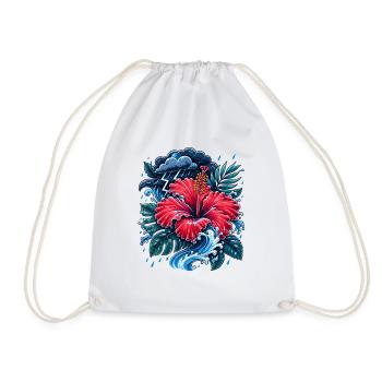 Hibiscus Storm Wave - Drawstring Bag - white - Front