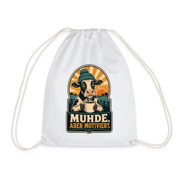 Muhde Aber Motiviert Kuh Shirt - Turnbeutel - Weiß - Vorne