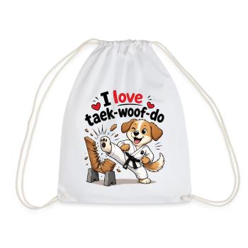 I Love Taek-woof-do Martial Arts Puppy - Drawstring Bag - white - Front