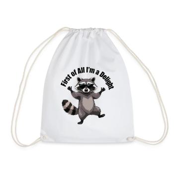 Delinquent raccoon with sunglasses - Drawstring Bag - white - Front