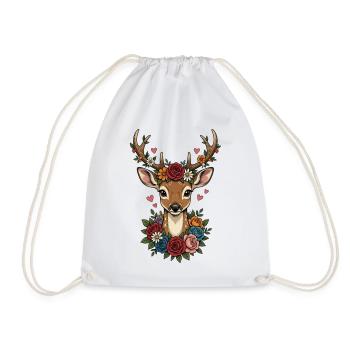 Deer Antlers Hearts Folk Festival Traditional Costumes Replacement - Drawstring Bag - white - Front