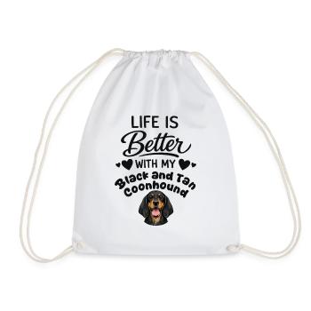 Life is better with my black tan - Drawstring Bag - white - Front