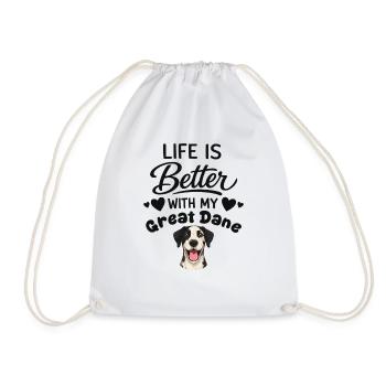 Life is better with my Great Dane - Drawstring Bag - white - Front