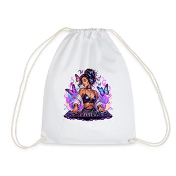 Night DJ in with butterfly flair - Drawstring Bag - white - Front