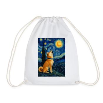 Shiba Inu Sternennacht Kawaii Doge Kunst - Turnbeutel - Weiß - Vorne