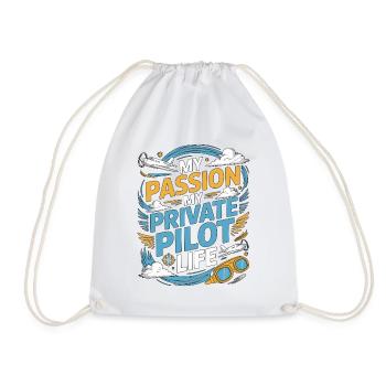 Private Pilot My Passion My Aviation Enthusiast - Drawstring Bag - white - Front