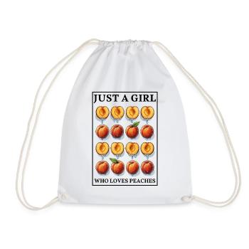 JUST A GIRL WHO LOVES PEACHES - Pfirsich im Rahmen - Turnbeutel - Weiß - Vorne