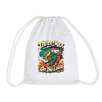 Cinematic Three-Rex Birthday Two Fingers Three To - Drawstring Bag - white - Front
