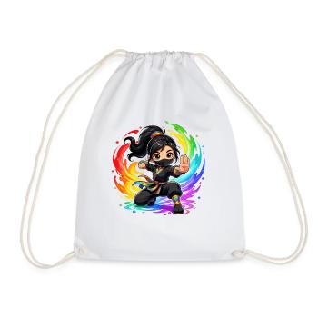 Regenbogen Ninja im Farbwirbel - Turnbeutel - Weiß - Vorne