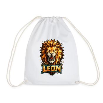 Leon Löwe Vorname Name Geschenk - Turnbeutel - Weiß - Vorne