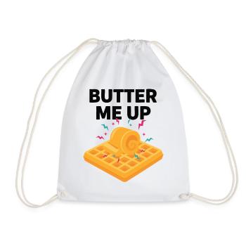 Breakfast Funny Brunch Coffee Pancake Butter Me Up - Drawstring Bag - white - Front