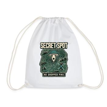Mushroom Foraging Secret Spot, No Dropped Pins - Drawstring Bag - white - Front