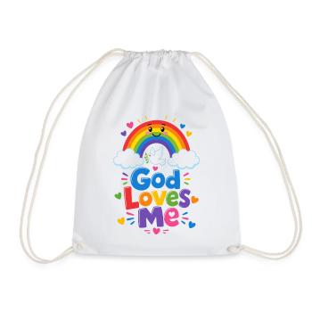 God Loves Me Rainbow - Drawstring Bag - white - Front