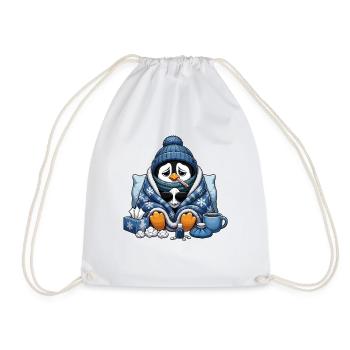Winter Penguin Cuddly Outfit with Cold - Drawstring Bag - white - Front