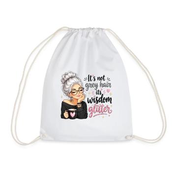 Gray hair wisdom glitter - Drawstring Bag - white - Front