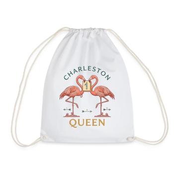 Mahjong Charleston Queen Flamingo - Turnbeutel - Weiß - Vorne