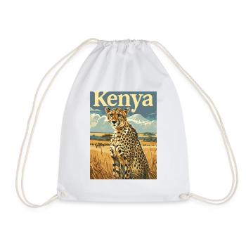 Kenia Safari Abenteuer Gepard Savanne Natur - Turnbeutel - Weiß - Vorne