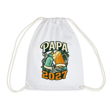 Papa 2027 – Bier & Babyflaschengeschenk - Turnbeutel - Weiß - Vorne
