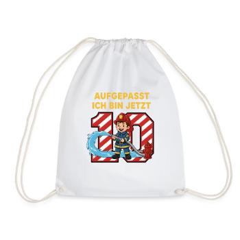 Aufgepasst Ich Bin Jetzt 10 Feuerwehr Geburtstag - Turnbeutel - Weiß - Vorne