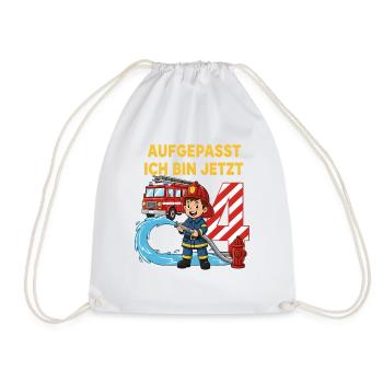 Aufgepasst Ich Bin Jetzt 4 Feuerwehr Geburtstag - Turnbeutel - Weiß - Vorne