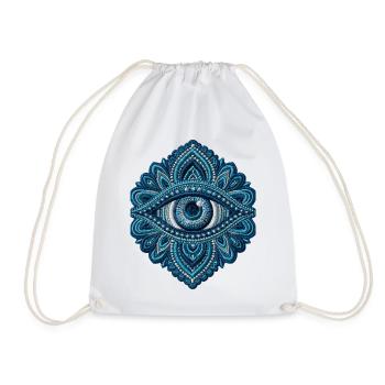 Auge im Stickerei-Look Mandala Geschenk - Turnbeutel - Weiß - Vorne