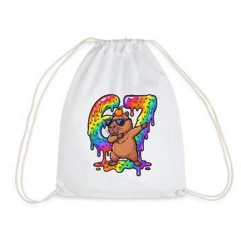 67 Dabbing Capybara Six Seven Meme Brainrot Kinder - Turnbeutel - Weiß - Vorne