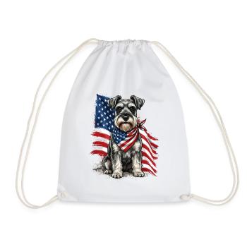 Patriotischer Schnauzer Stars, Stripes Hundestolz, - Turnbeutel - Weiß - Vorne