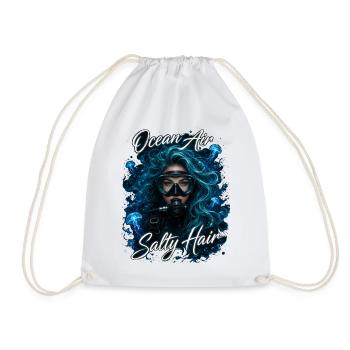 Ocean Air Salty Hair Diving Sea Jellyfish - Drawstring Bag - white - Front