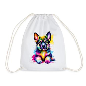 Farbenfroher Schäferhund Welpe - Turnbeutel - Weiß - Vorne