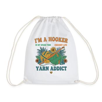 Funny Crochet Lover Im A Yarn Addict - Drawstring Bag - white - Front