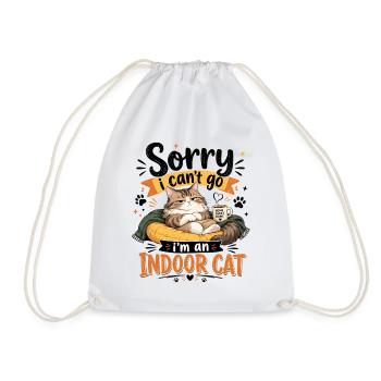 Hauskatze kuschelt sich in Decke und Becher. - Turnbeutel - Weiß - Vorne