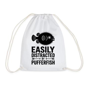 Puffer Fish Sayings Funny Puffer Fish Gift - Drawstring Bag - white - Front