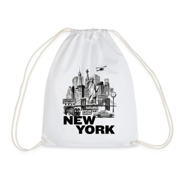 New York Vintage Cityscape Collage - Turnbeutel - Weiß - Vorne
