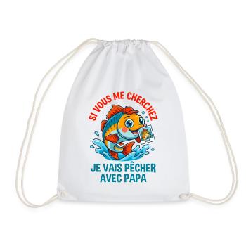 Je Vais Pêcher Avec Papa Cadeau Enfant - Sac de sport léger - blanc - Devant