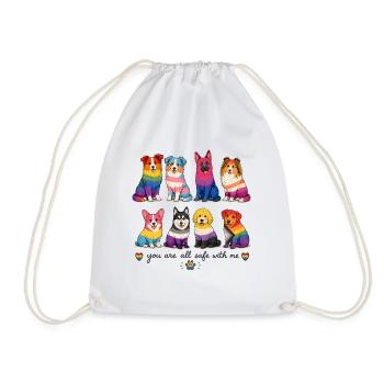 Pride Herding Dogs | You Are All Safe With Me - Drawstring Bag - white - Front