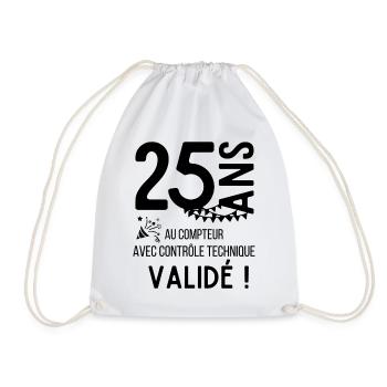 25 ans validé au controle technique anniversaire - Sac de sport léger - blanc - Devant