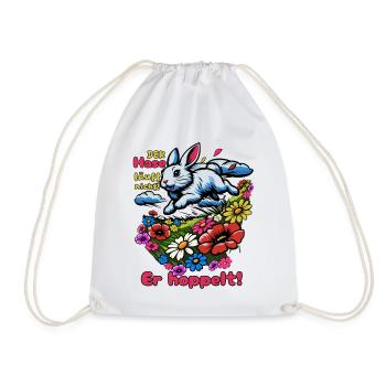 Der Hase läuft nicht. Er hoppelt! - Turnbeutel - Weiß - Vorne