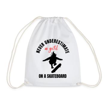 Skater Girl Power - Drawstring Bag - white - Front