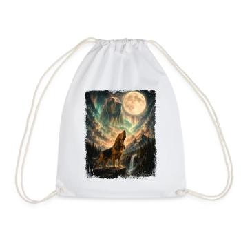 Bloodhound Howling At Moon - Dog Dad Dog Mom - Drawstring Bag - white - Front