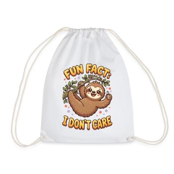 Funny Sarcastic Fun Fact I Don't Care - Drawstring Bag - white - Front