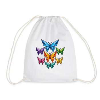 Geometric Butterflies Color Palette - Drawstring Bag - white - Front