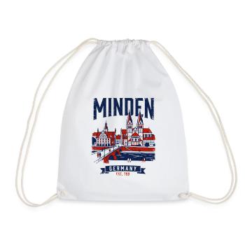 Cathedral Minden Germany City Skyline Historic - Drawstring Bag - white - Front